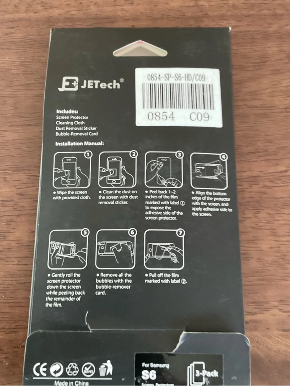 Jet Tech Screen Protector Samsung S6 HD open box 2 Pack